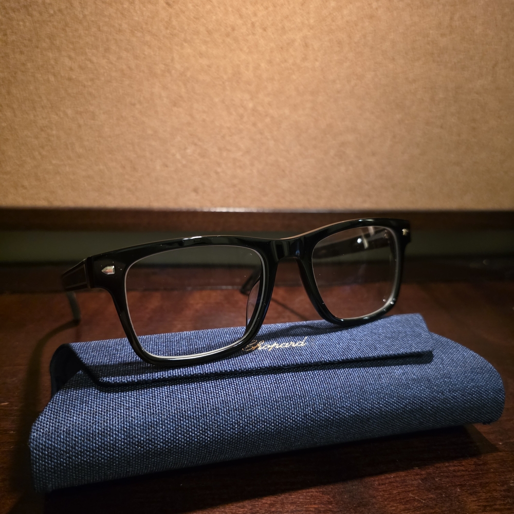 Chopard Black Eyeglasses with Carbon Fiber Temples VCH389